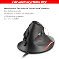 Miniatyrbilde 3 av 4: Ergonomisk mus, 3200 DPI, 6 knapper USB kablet mus, vertikal mus, optisk mus, PC-mus med kabel, kablet mus for PC, Mac, svart