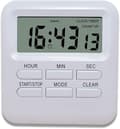 Digital timer med klocka/väckarklocka-funktion, digital kökstimer magnetisk baksida, kökstimer stoppur nedräkningstidshantering för kök studie(vit)