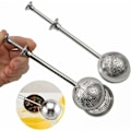Miniatyrbilde 1 av 5: Sett med 2 teballer i rustfritt stål med trykknapp, uttrekkbar teinfuser
