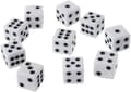 10 stk. 16 mm akryldice, sort/hvid, 6-sidet kasinopokerspil, bar