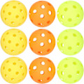 Miniatyrbild 1 av 5: 9-delad pickleball-set, (gul/orange/grön) inomhus/utomhus polyeten picklebollar med 72 mm 26 precisionsstansade hål för hållbarhet och konsekvent studs.