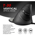 Miniatyrbillede 2 af 4: Ergonomisk mus, 3200 DPI, 6 knapper USB-kablet mus, lodret mus, optisk mus, pc-mus med kabel, kablet mus til pc, mac, sort