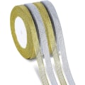 Miniatyrbillede 1 af 5: Sølv og guld 2 ruller hver, (22m*2cm) Julebånd bånd f