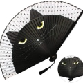 Miniatyrbillede 3 af 3: 1 stk. Sommer Kat Silke Bambus Håndmalet Tegneserie Kat Foldning Fan P