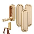 Vikbara väggkrokar 4-pack, 90 graders zinklegering klädkrokar för kontor kök sovrum badrum, guld