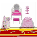 Miniatyrbild 4 av 5: 3st Set Möbel Docksäng Sminkbord Sofftillbehör Modernt Bord Kylskåp Garderob För Barbie Möbler Matsal Hem T Z0p6