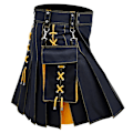 Miniatyrbild 3 av 6: Herr Kilt Utility Scottish Traditional Highland Solid Plisserade Spänne Kostym Kilts med lastfickor grön green green S