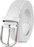 Herrbälte, elastiskt flätat bälte unisex män kvinnor flätat elastiskt stretch vävt bälte 33mm(1,25") vitt