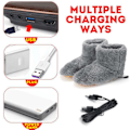 Miniatyrbillede 3 af 5: USB-opvarmede hjemmesko til vinter, elektriske sko, varmepude, plys, varme elektriske hjemmesko, opvarmede indlægssåler, grå