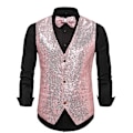 Miniatyrbillede 1 af 2: Herre Glitrende Pailletvest V-hals Regular Fit Festdragt Kostume Vest Butterfly 2 Dele pink pink M