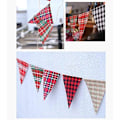 Miniatyrbilde 3 av 6: Fargerike flagg Triangel Flagg Imitasjon Sekkestrie Vimpel Banner, Flerfarget Stoff Triangel Flagg for utendørsfest Bryllup Jul Bursdagsdekorasjon