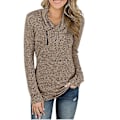 Miniatyrbilde 1 av 5: Slim Fit Plus Size Dame Bluse med Lang Erme i Ensfarget - Brun XXXL