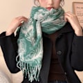 Miniatyrbild 4 av 4: Sjal för kvinnor, Rutig Sjal, Vintervarm Pashmina, Tartansjal