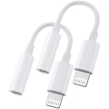 Miniatyrbillede 2 af 8: 2x Lightning til 3,5 mm adapter til hovedtelefoner Hvid White one size