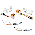 Miniatyrbild 1 av 5: 2-pack 2212 1400Kv/2200Kv borstlös motor med 10T/6T fäste + 30A XT60 ESC för UFO Quadcopter Rc flygplan