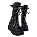 Miniatyrbillede 1 af 5: Platformstøvler damer Spænderem Punk Goth Støvle Dame Gotiske Snøresko Sz Sort Black EU 35.5