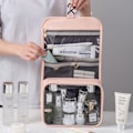 Miniatyrbilde 6 av 6: Hengende toalettmappe med håndtak Rosa Lyserød