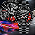 Miniatyrbillede 5 af 6: Herre Luksusure Sportsvogn Ure 3D Sport Fælg Nav Hjul Armbåndsur Bil Quartz Herreure Kreativ Relogio Masculino red
