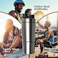 Miniatyrbillede 5 af 5: 700 ml + 200 ml Rustfri Stål Proteinshaker med Piskekugle Holdbar Bevægelse