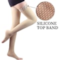 Miniatyrbild 2 av 5: Kompressionsstrumpor för kvinnor och män, 20-30 mmhg lår Högkompressionsstrumpor för åderbråck Svullna ben Resor Gravid khaki Open Toe khaki Open Toe XL