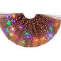 Miniatyrbild 1 av 11: Lysande LED fluffig kjol för flickor Layered Balett Dance Plissed kjol för födelsedag Brown