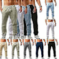 Miniatyrbillede 5 af 5: Herre Casual Bomuld Hør Løse Harem Bukser Strand Yoga Hippie Bukser 4XL 4XL Apricot Color