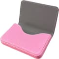 Läder visitkortsfodral med magnetiskt lås Pink