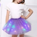 Miniatyrbild 11 av 11: Lysande LED fluffig kjol för flickor Layered Balett Dance Plissed kjol för födelsedag Brown