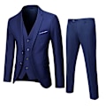 Miniatyrbillede 1 af 4: Herre 3-delt Slim Fit Jakkesæt, Ensfarvet Jakke Vest Bukser Navy blå Navy blue M