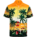 Pikkukuva 2 / 6: Miesten Havaiji-paita ja shortsit -setti Regular Fit lyhythihainen rento funky ranta flamingo paita setti L L Yellow Beach