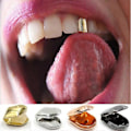 Miniatyrbilde 3 av 4: 2 stk Varme Gullbelagte Hip Hop Enkel Tannbeskyttelse Topp Bunn Grill Gullbelagte Tenner Beskyttelse Cosplay Menn Hip Hop Hoggtenner Silver