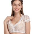 Miniatyrbillede 2 af 5: Dame Elegant Dirndl bluse Sort Dirndl bluse blondebluse til oktoberfest Hvid White M