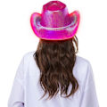 Miniatyrbillede 4 af 5: Neon Glitter Cowboyhat - Sjov Party Disco Cowgirl Hat Blue