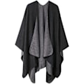 Pikkukuva 1 / 5: Dam Reversibla Överstora Poncho Cape Varm Sjal Wrap Öppen Fram Tryckt Filt Cardigans