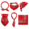 Pikkukuva 2 / 3: 3 kpl Bandana Paisley Musta, Punainen, Valkoinen - 55x55 cm Multicolor multifärg