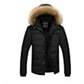 Miniatyrbilde 1 av 2: HERRE Vinterbomullsjakke med Hette Casual Menn Casual Glidelåsjakke Avtagbar Hette Svart Black 3XL