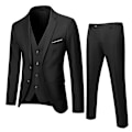 Miniatyrbilde 1 av 3: Herre 3-delt Slim Fit Dress, Solid Jakke Vest Bukser Svart Black 3XL