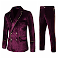 Miniatyrbilde 1 av 2: Slim Fit 2-delt dress for menn med dobbelkneppet bryllupsball rød red L