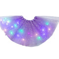 Miniatyrbild 1 av 11: Lysande LED fluffig kjol för flickor Layered Balett Dance Plissed kjol för födelseda Light Purple