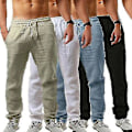 Miniatyrbillede 1 af 5: Herre Casual Bomuld Linned Løse Harem Bukser Strand Yoga Hippie Bukser S S Black