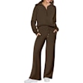 Miniatyrbillede 1 af 7: Dame 2-delt træningsdragt sæt, Rummeligt loungewear, Sporingsdragt Brun Brown XL