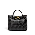 Miniatyrbilde 1 av 5: Håndlagde vevde vesker Dame metalltau Spenne Design Enkel skulderveske Stor kapasitet Crossbody-veske Håndveske for jenter Black