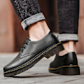 Miniatyrbilde 3 av 4: Oxfords Støvler for Menn, Komfortable Sklisikre Runde Tåspisser Formelle Dressko Arbeidssko for Menn - Perfekt Svart Black 37