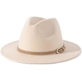 Miniatyrbilde 1 av 5: Dame klassisk filt Fedora hatt med bred brem med beltespenne