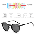 Miniatyrbillede 5 af 8: Unisex cirkulære polariserede solbriller briller solbriller UV400 rund ramme retro Sort-Blå Black-Blue