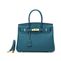 Miniatyrbillede 1 af 4: Flot Blå Ko-Læder Medium Tote Bag til Dame Medium Blå Medium Blue 25CM