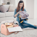 Miniatyrbillede 2 af 5: 2-i-1 Foldbar Rejsetaske i PU-læder, Konvertibel Kostumetaske, Rejsetøjstaske til Kvinder Pink
