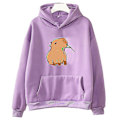 Miniatyrbilde 1 av 4: Funny Capybara Print Hoodie Dame/Herre Kawaii Tegneserie Topper Genser For Jenter Unisex Mote Harajuku Grafisk Hettegenser-G .i lys-lilla light-purple M