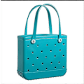 Miniatyrbillede 2 af 4: Gummi EVA-taske Bogg-stil Hul Vandtæt Holdbar Overdimensioneret Silikone Strandtaske Teal