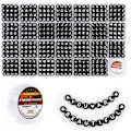 Miniatyrbillede 1 af 6: Perler, bogstavperler, alfabetperler i 28-rums æske (4 x 7 mm (runde perler, 1 mm hul), hvide bogstaver og sort base) White Letters & Black Base